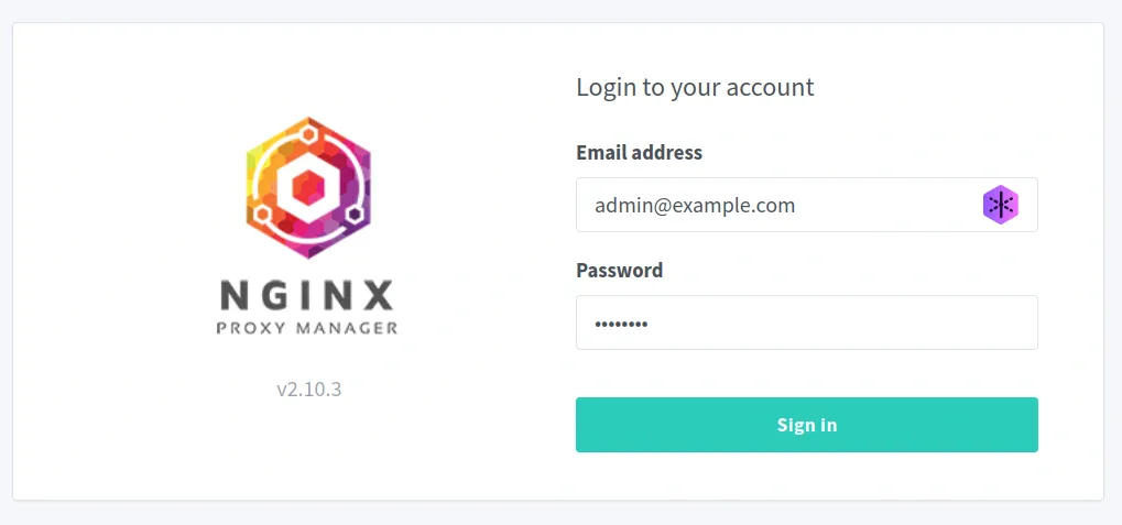 Nginx Proxy Manager login interface
